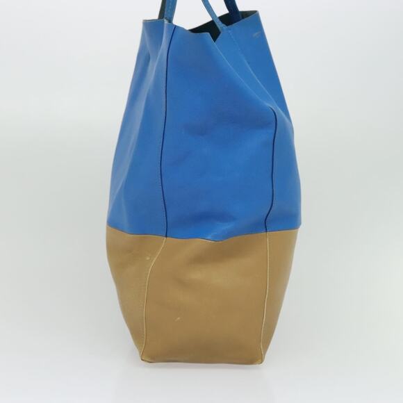 CELINE Horizontalkava Tote Bag Leather Blue Beige - Picture 4 of 12
